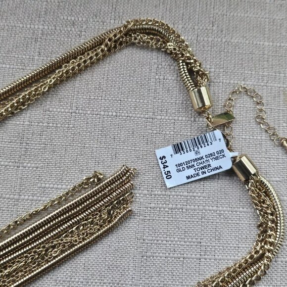 INC International Concept Women Necklace Gold Tone Yneck SNK Chain Long Tassel - Picture 10 of 11